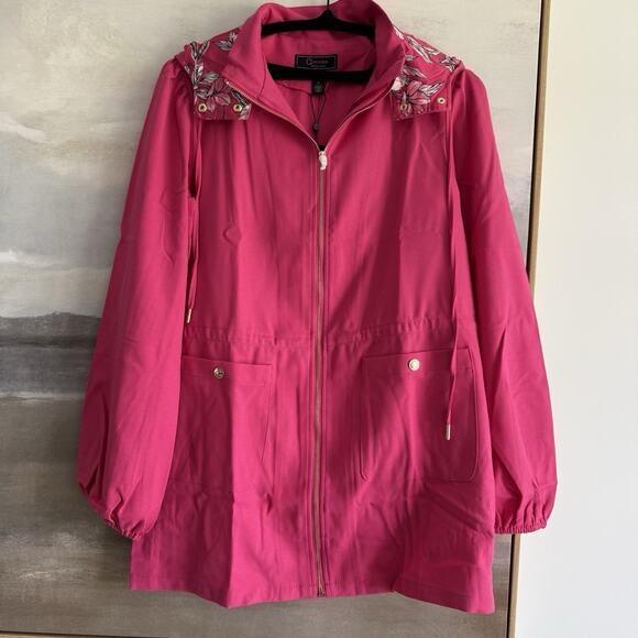 C Wonder by Christian Siriano Anorak Jacket Pink With Floral Hood - Medium - Picture 1 of 6